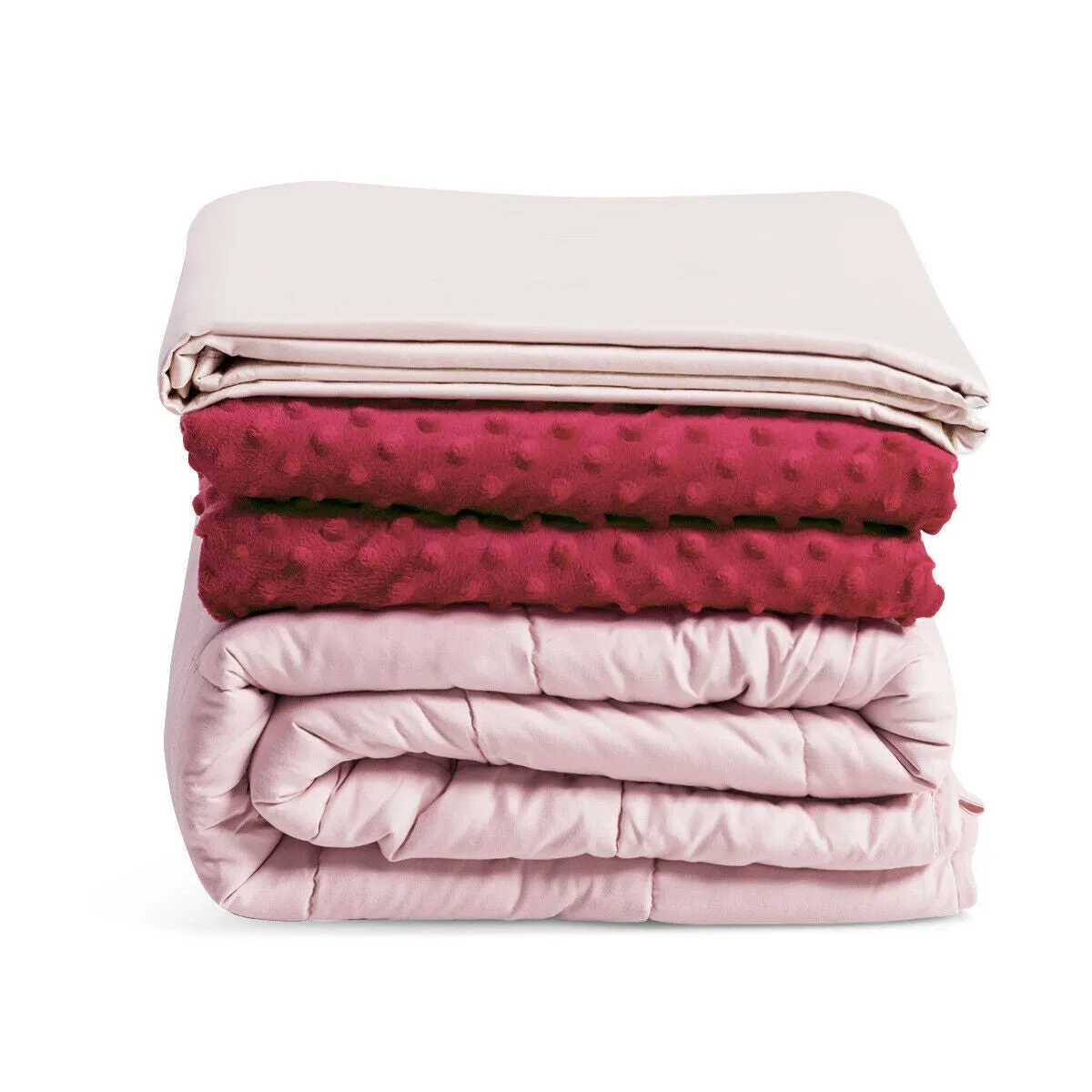 Giantex Weighted Blanket with Duvet Covers, Hot and Cold Duvet Cover Set, 60" x 80" fleece blanket, knit throw