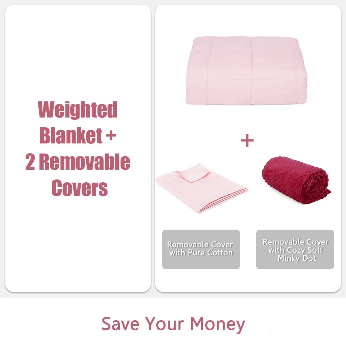 Giantex Weighted Blanket with Duvet Covers, Hot and Cold Duvet Cover Set, 60" x 80"