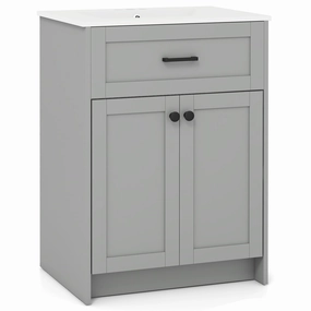 Giantex 24 Undermount Bathroom Cabinet with Ceramic Basin bathroom storage cabinet, over toilet storage