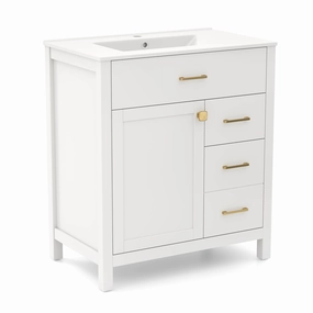 Giantex 30 Bathroom Vanity with Sink, Ceramic Basin Combo with 2 Drawers, 1 Door, 1 Flip-Out Drawer bathroom storage cabinet, over toilet storage
