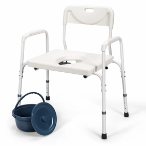 Giantex 3-in-1 Bedside Commode Chair bench seat, tufted bench