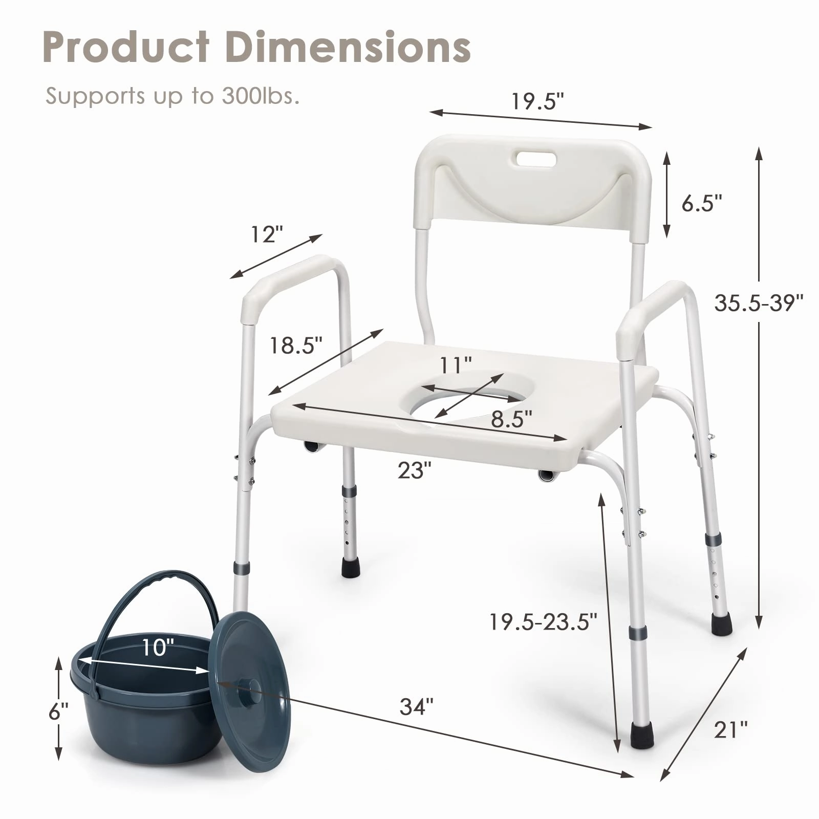 Giantex 3-in-1 Bedside Commode Chair