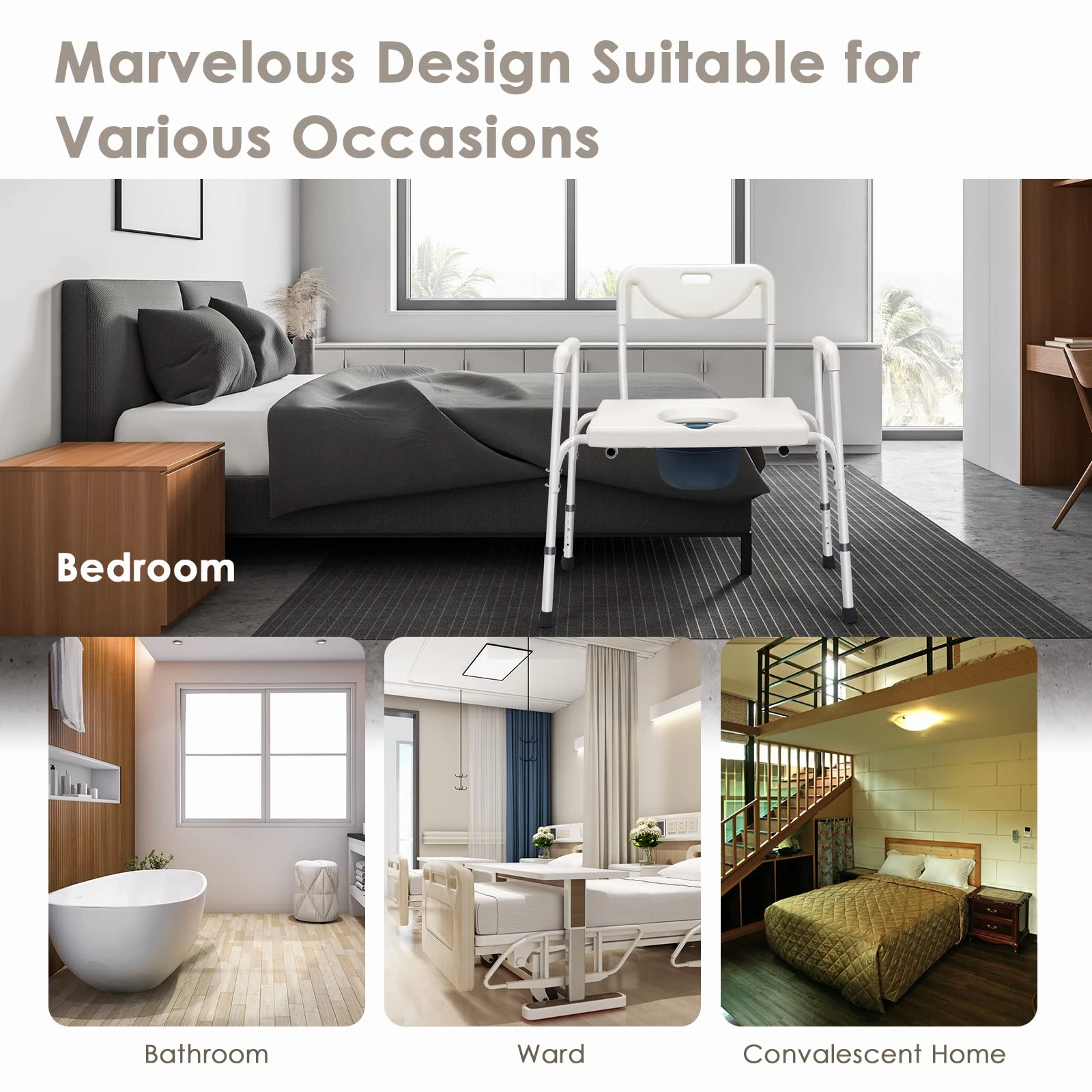 Giantex 3-in-1 Bedside Commode Chair