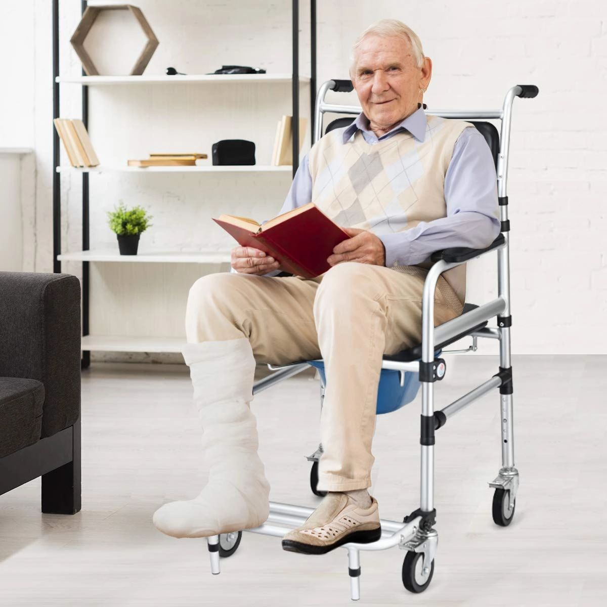 Giantex 3 in 1 Lightweight Shower Commode Wheelchair