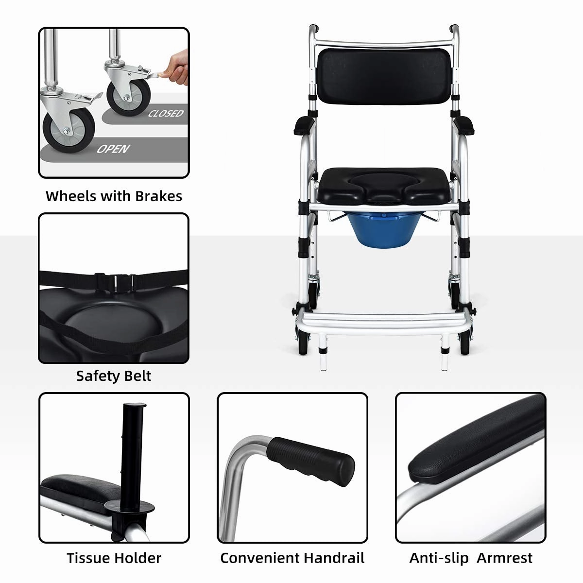 Giantex 3 in 1 Lightweight Shower Commode Wheelchair