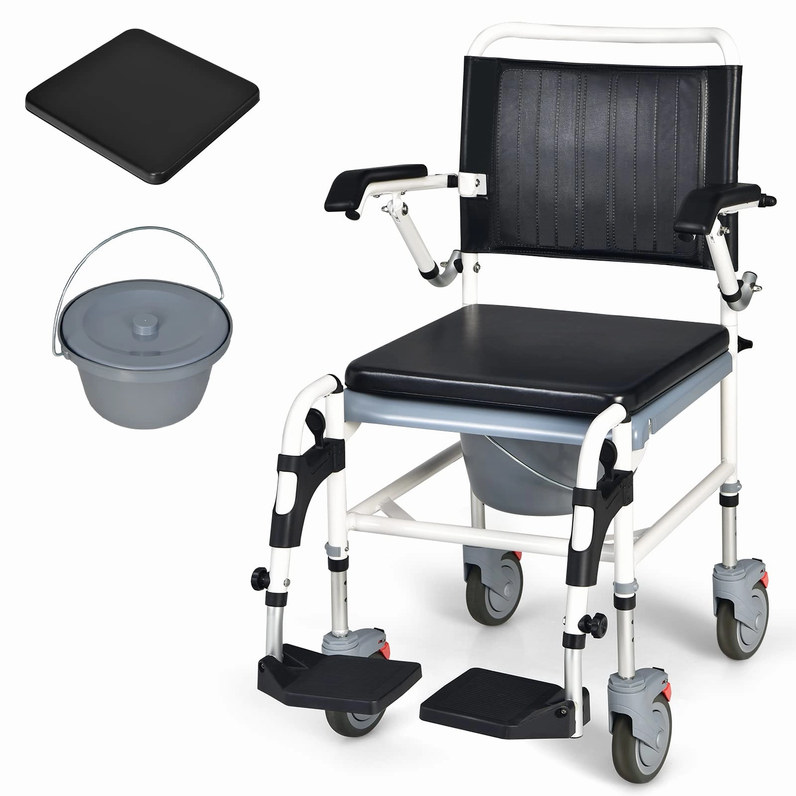 Giantex 4-in-1 Bedside Commode Shower Wheelchair bench seat, tufted bench