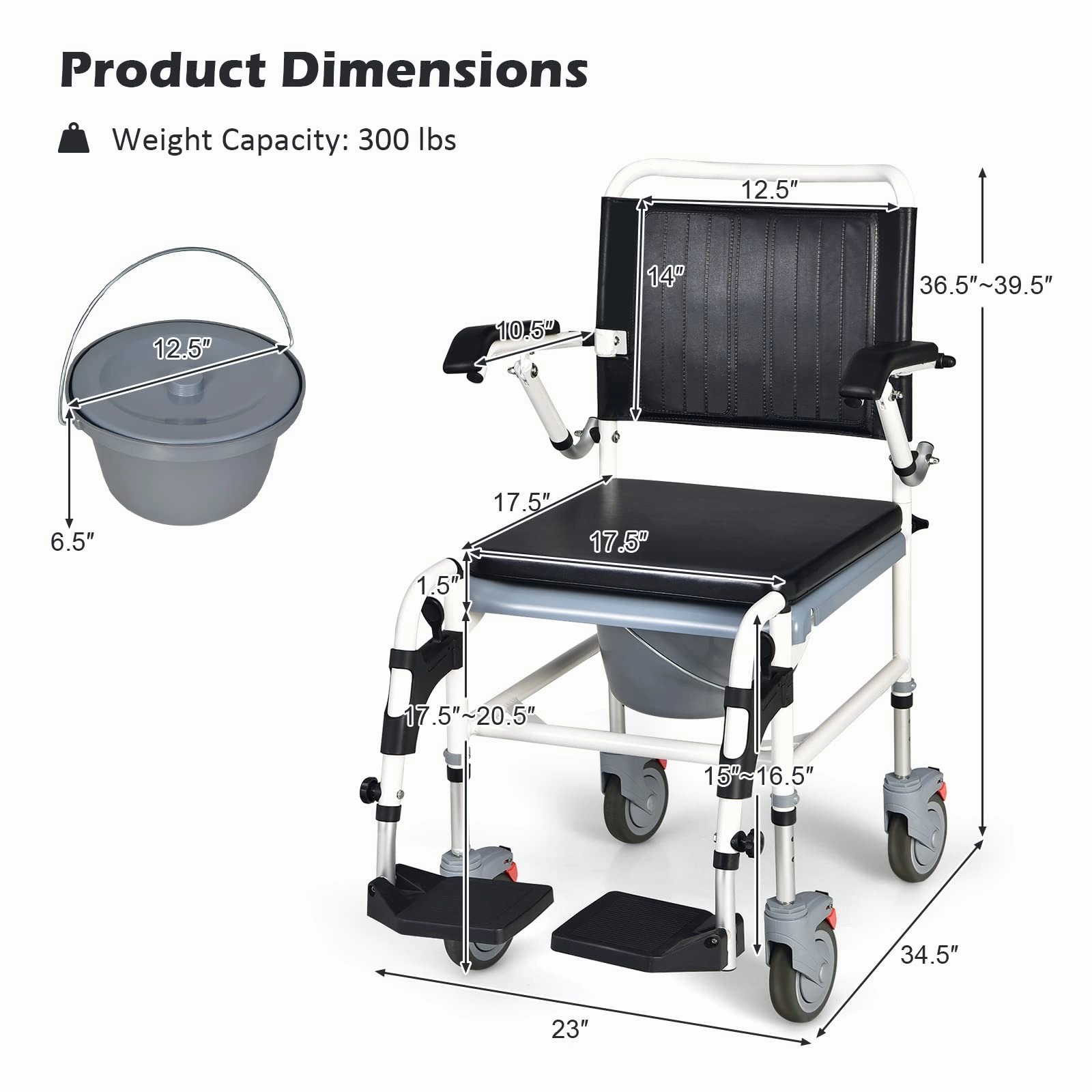 Giantex 4-in-1 Bedside Commode Shower Wheelchair