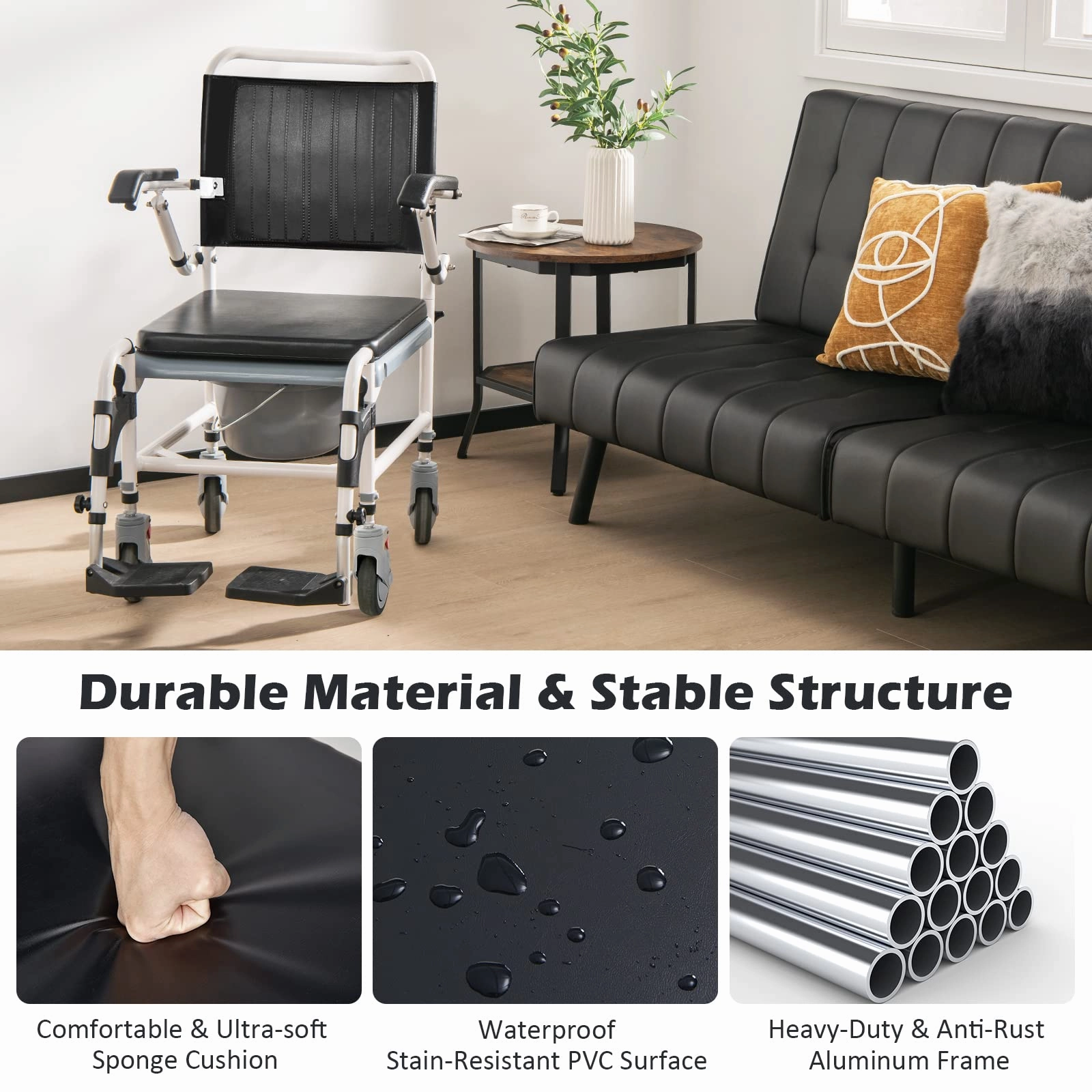 Giantex 4-in-1 Bedside Commode Shower Wheelchair