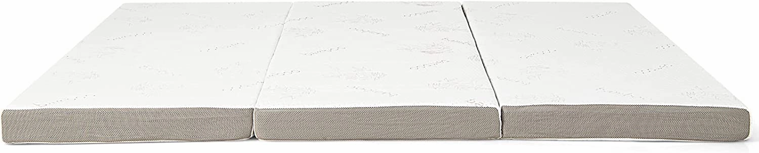 Giantex 4 Inch Tri Folding Mattress,CertiPUR-US Gel-Infused Memory Foam with Bamboo Cover Carry Bag nightstand, bedside table