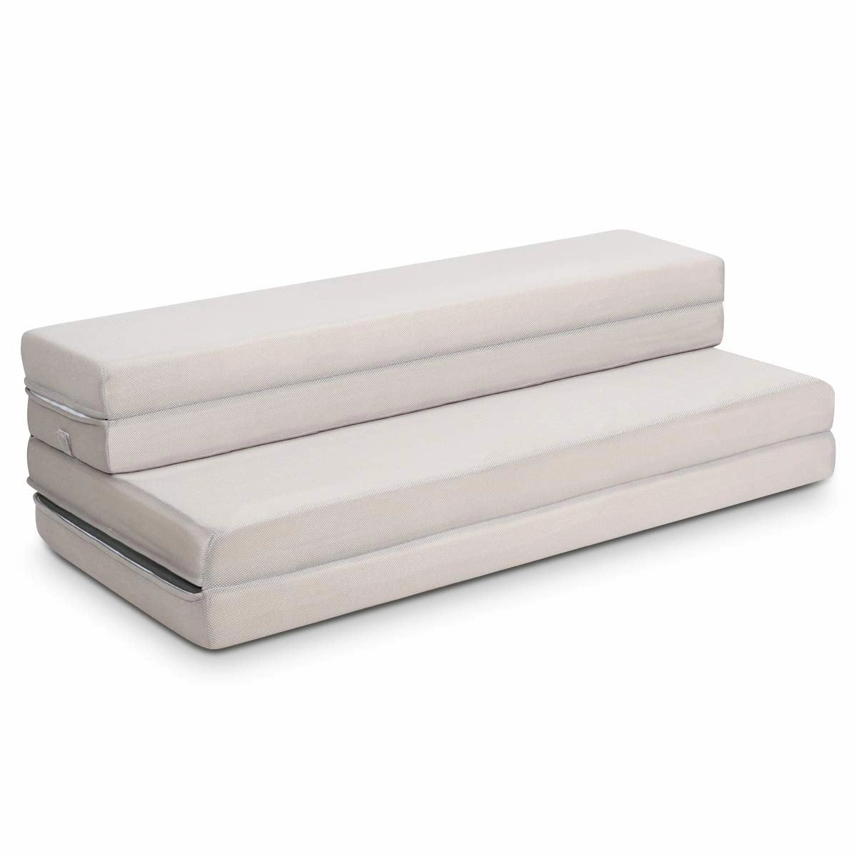Giantex 4" Thick Folding Portable Mattress Pad Sofa Bed with Carrying Handles nightstand, bedside table