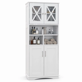 Giantex 57" Tall Bathroom Cabinet, Storage Cabinet with Acrylic Doors & Adjustable Shelves bathroom storage cabinet, over toilet storage