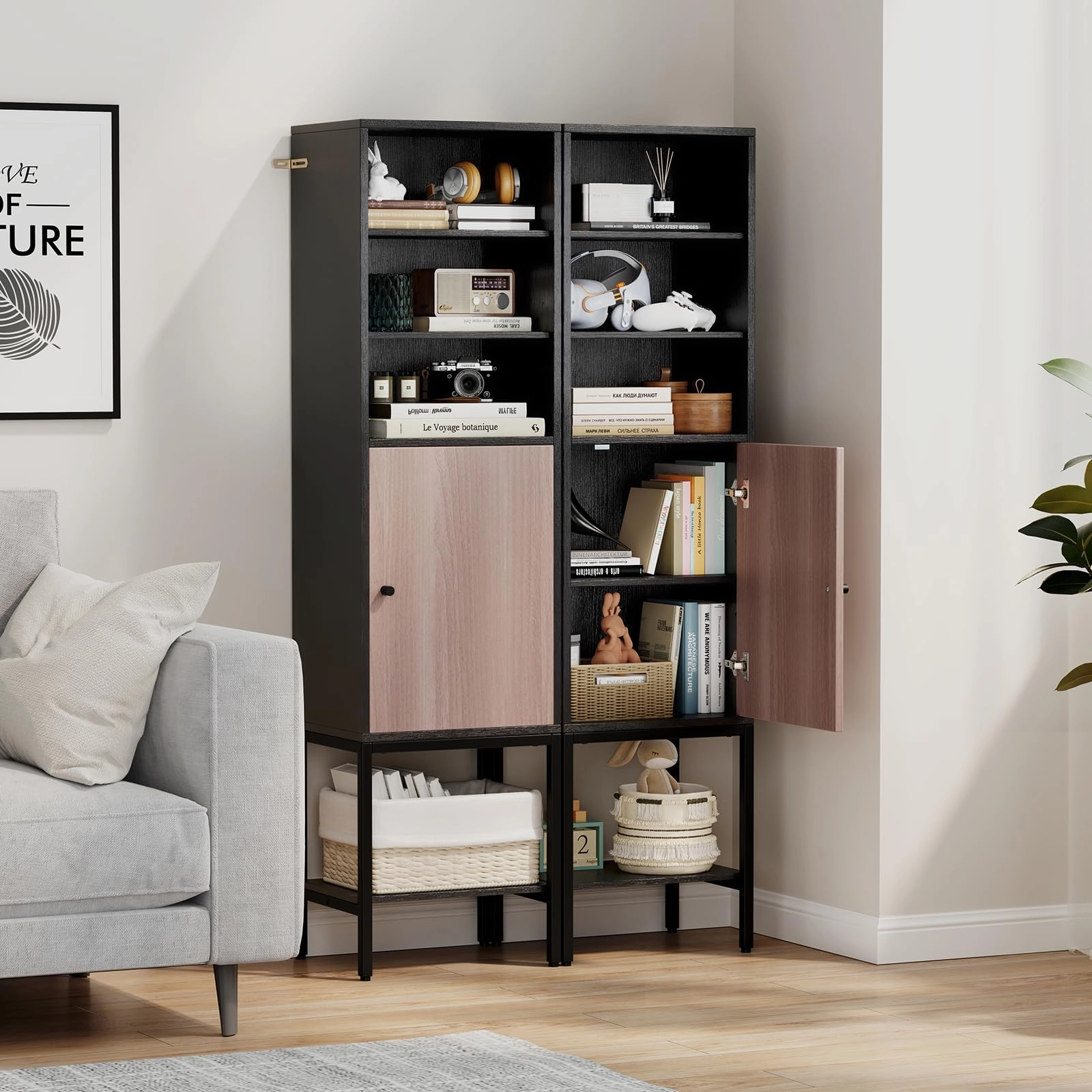 Giantex 57 Tall Bathroom Storage Cabinet, Bathroom Floor Cabinet with Door, Adjustable Shelves & Foot Pads