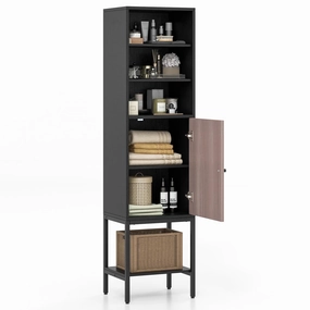 Giantex 57 Tall Bathroom Storage Cabinet, Bathroom Floor Cabinet with Door, Adjustable Shelves & Foot Pads bathroom storage cabinet, over toilet storage