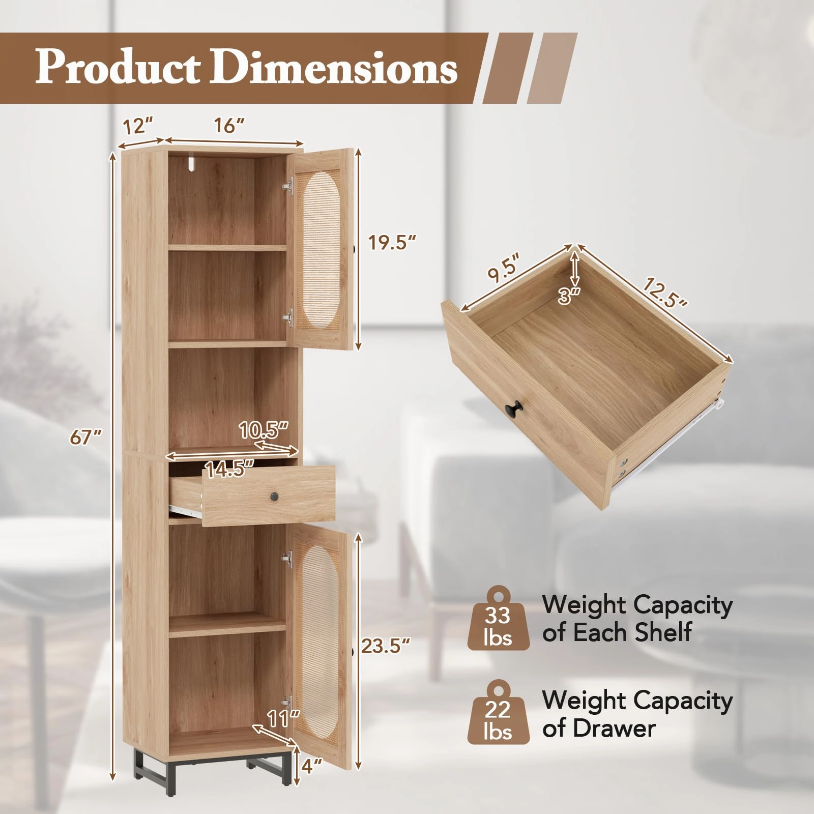 Giantex 67" Tall Bathroom Cabinet