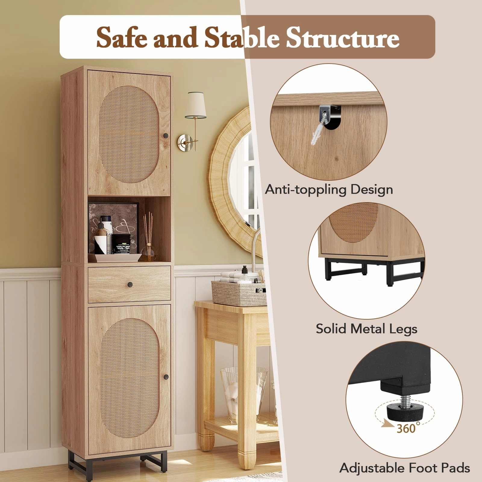 Giantex 67" Tall Bathroom Cabinet