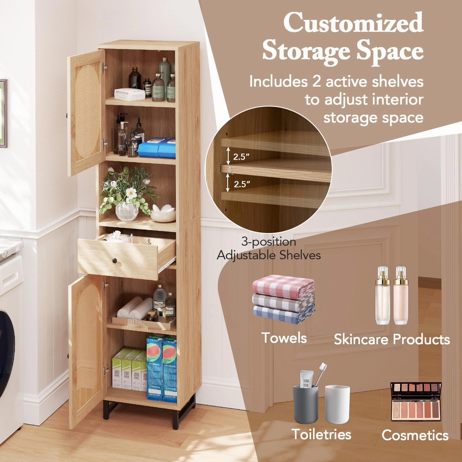 Giantex 67" Tall Bathroom Cabinet