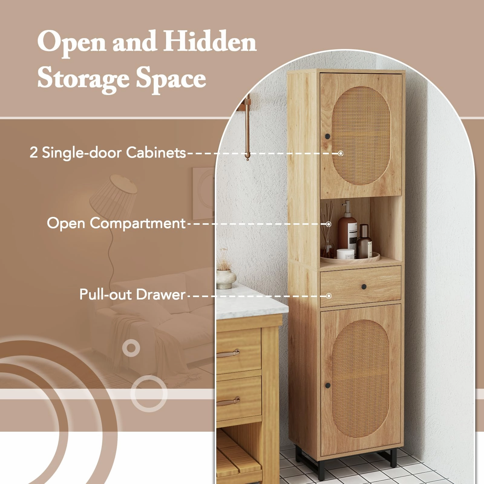 Giantex 67" Tall Bathroom Cabinet