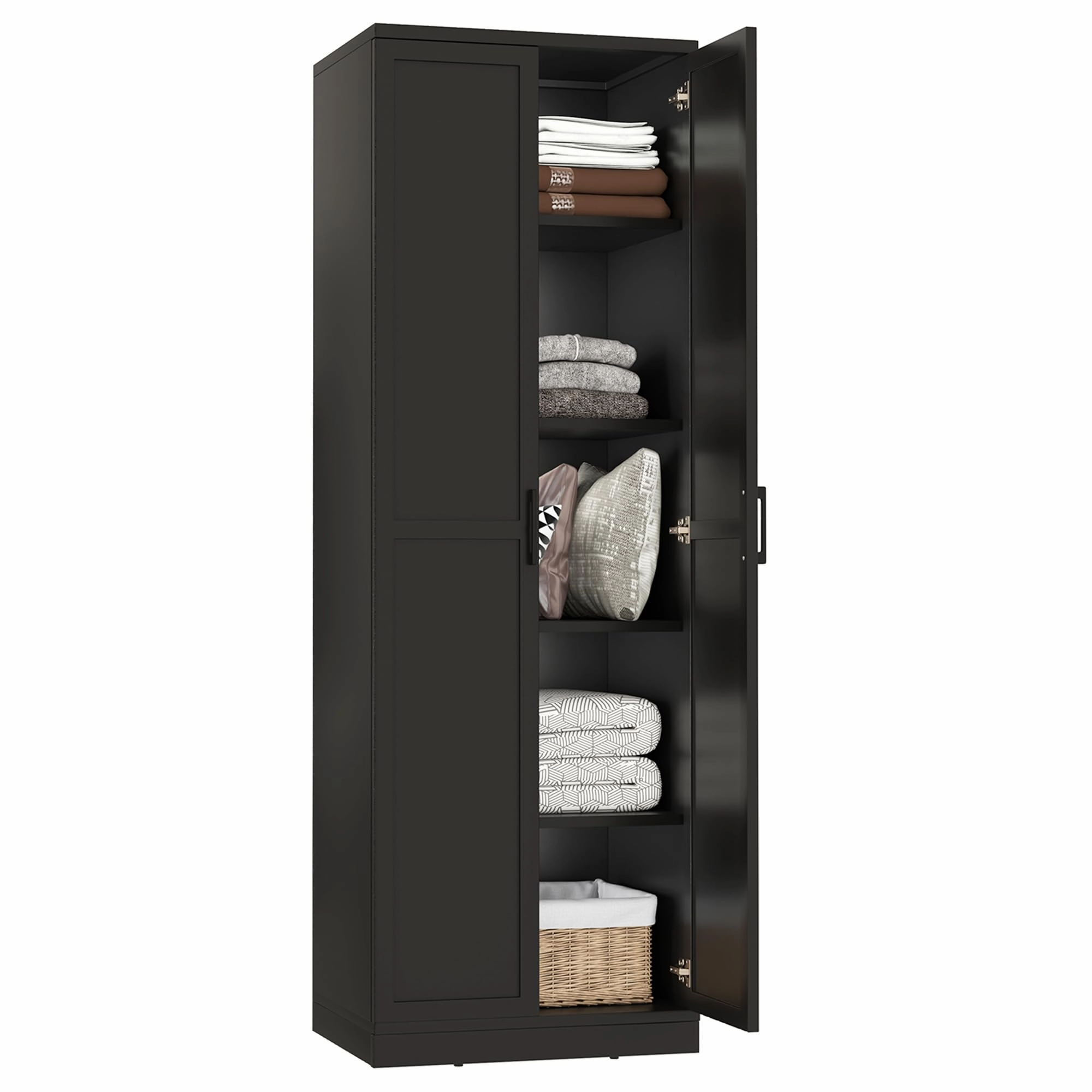Giantex 70" Tall Wooden Storage Cabinet with 2 Doors and 5 Adjustable Shelves bathroom storage cabinet, over toilet storage