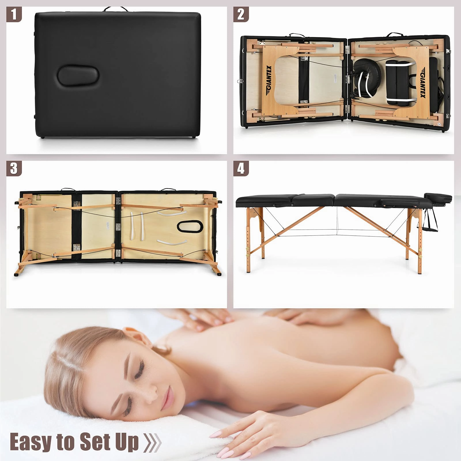 Giantex 84inch Folding Massage Table Spa Bed, 3 Folding Mode