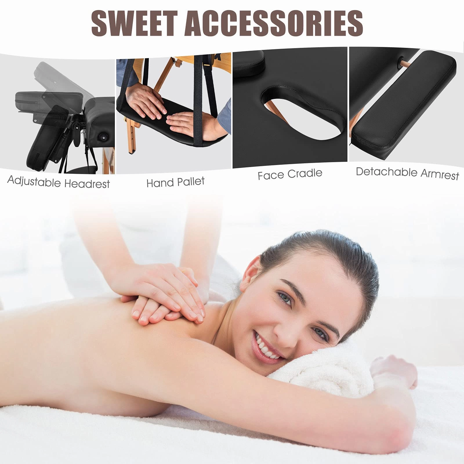 Giantex 84inch Folding Massage Table Spa Bed, 3 Folding Mode