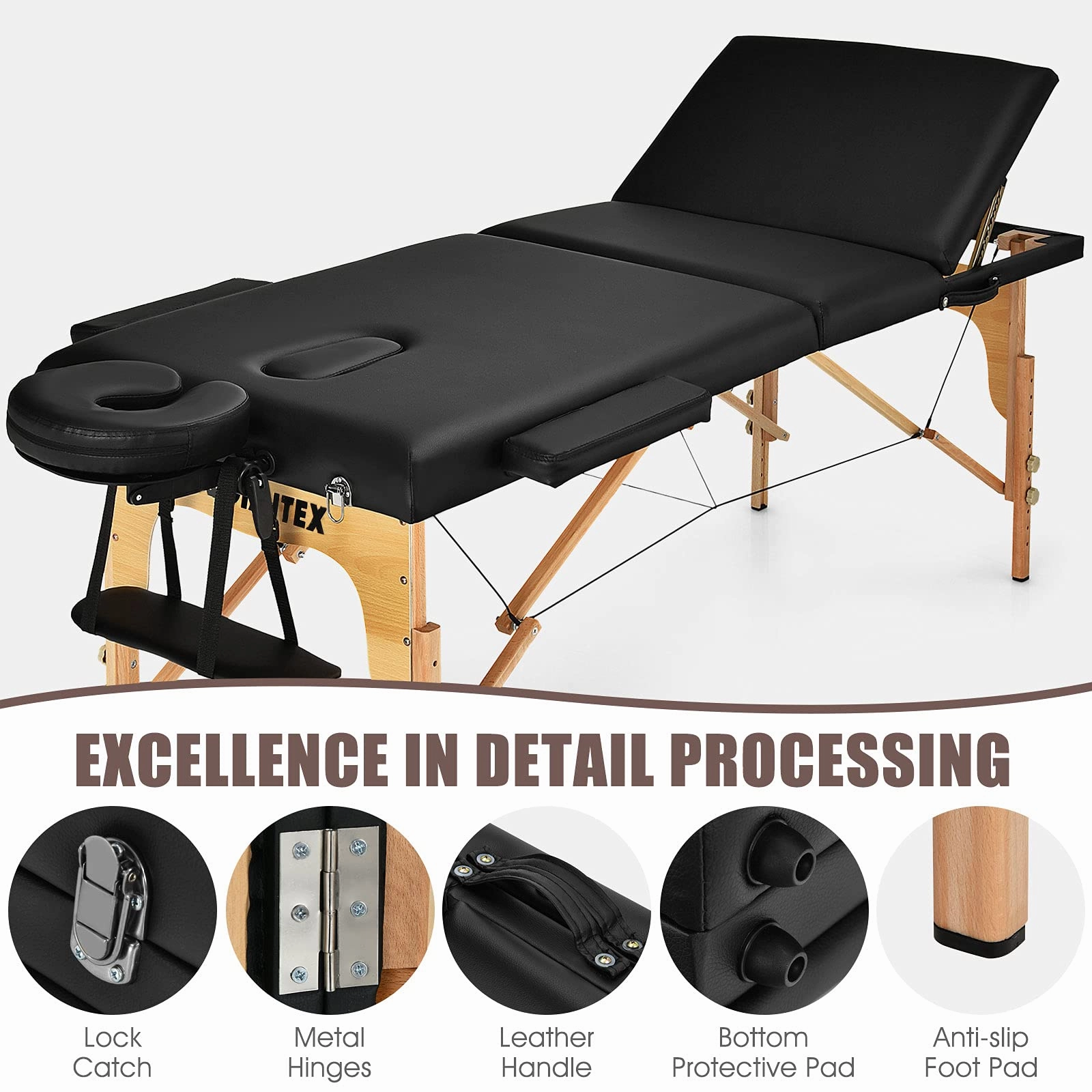 Giantex 84inch Folding Massage Table Spa Bed, 3 Folding Mode