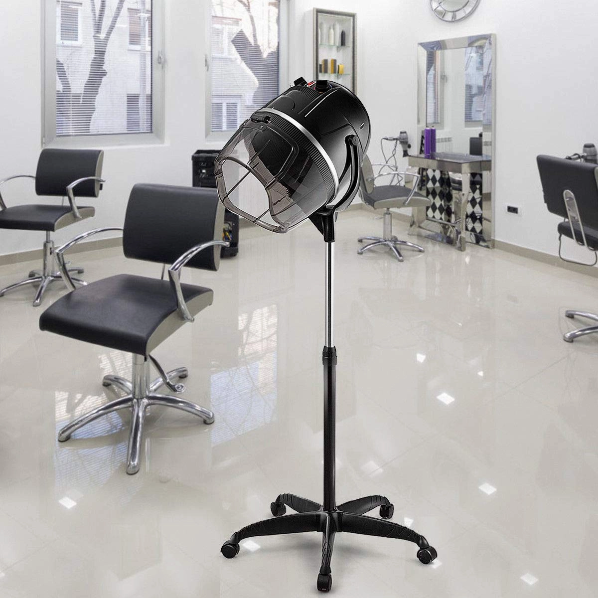 Giantex Adjustable Hood Floor Hair Bonnet DRYER Stand Up Rolling Base Salon Wheels