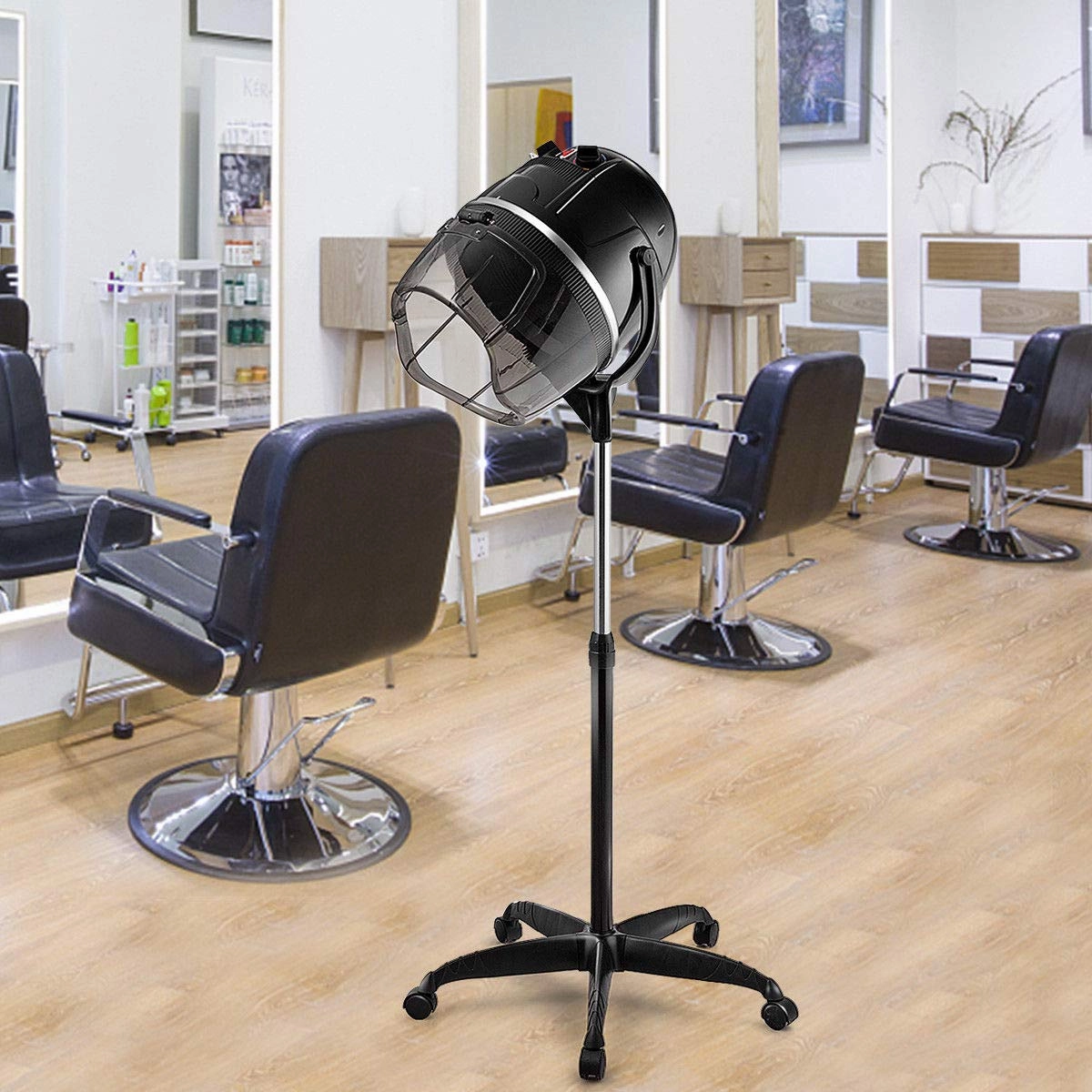 Giantex Adjustable Hood Floor Hair Bonnet DRYER Stand Up Rolling Base Salon Wheels