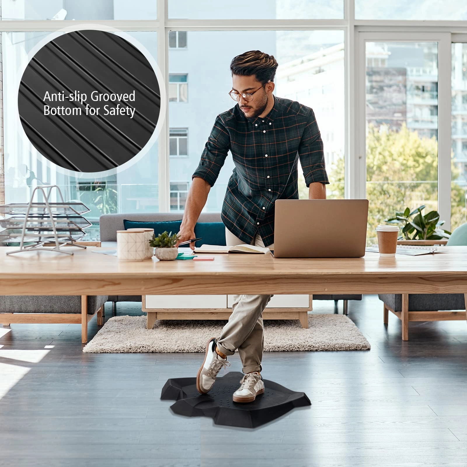 Giantex Anti Fatigue Mat, Not-Flat Standing Mat w/ Foot Massage Points Diverse Terrain & Beveled Edges