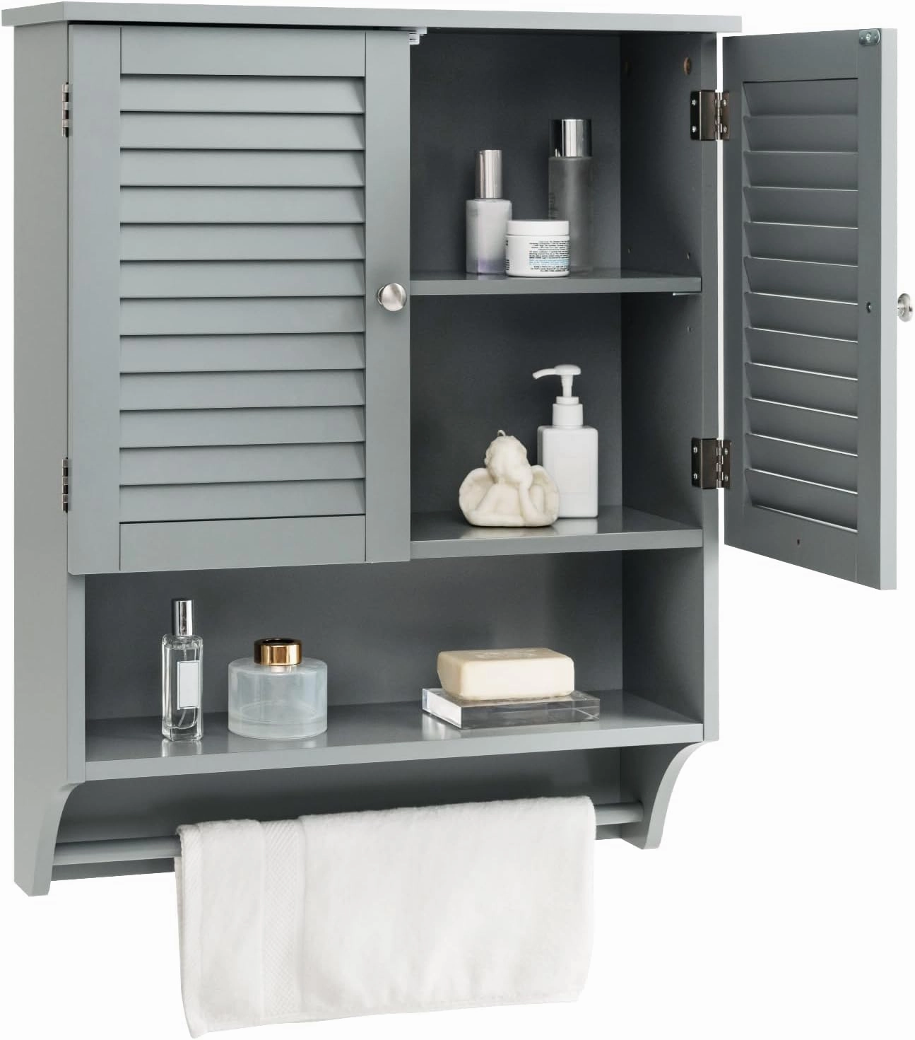 Giantex Bathroom Cabinet Wall Mounted - Hanging Medicine Cabinet with 2 Louvered Doors