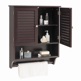 Giantex Bathroom Cabinet Wall Mounted - Hanging Medicine Cabinet with 2 Louvered Doors bathroom storage cabinet, over toilet storage