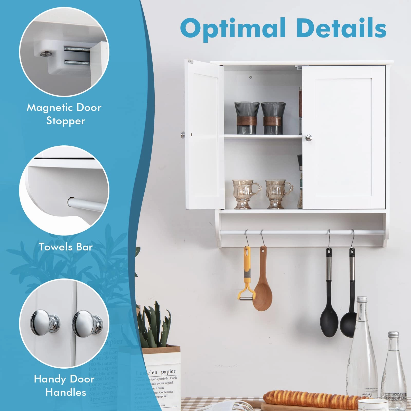 Giantex Bathroom Cabinet Wall Mounted - Over The Toilet Medicine Cabinet with Double Doors