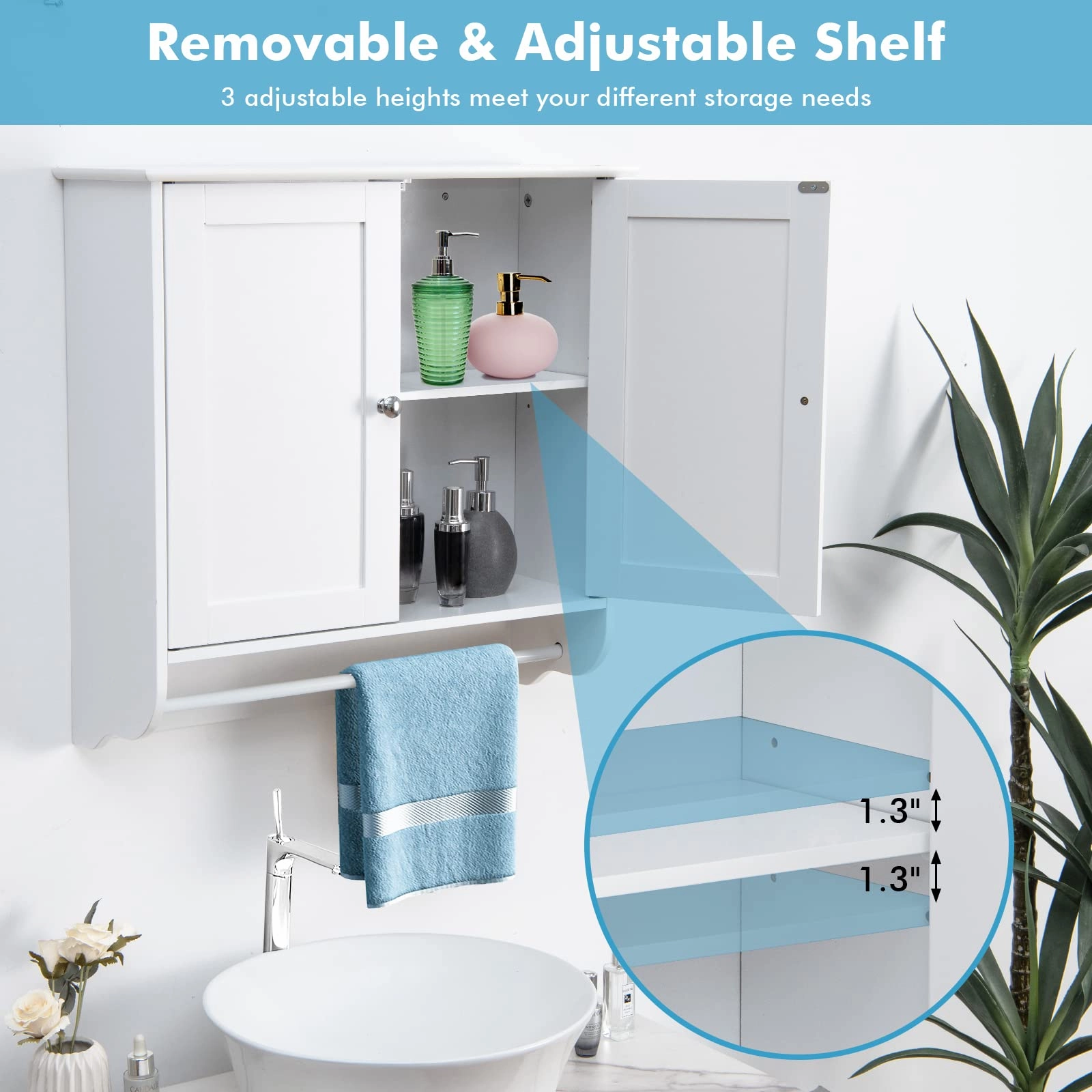 Giantex Bathroom Cabinet Wall Mounted - Over The Toilet Medicine Cabinet with Double Doors