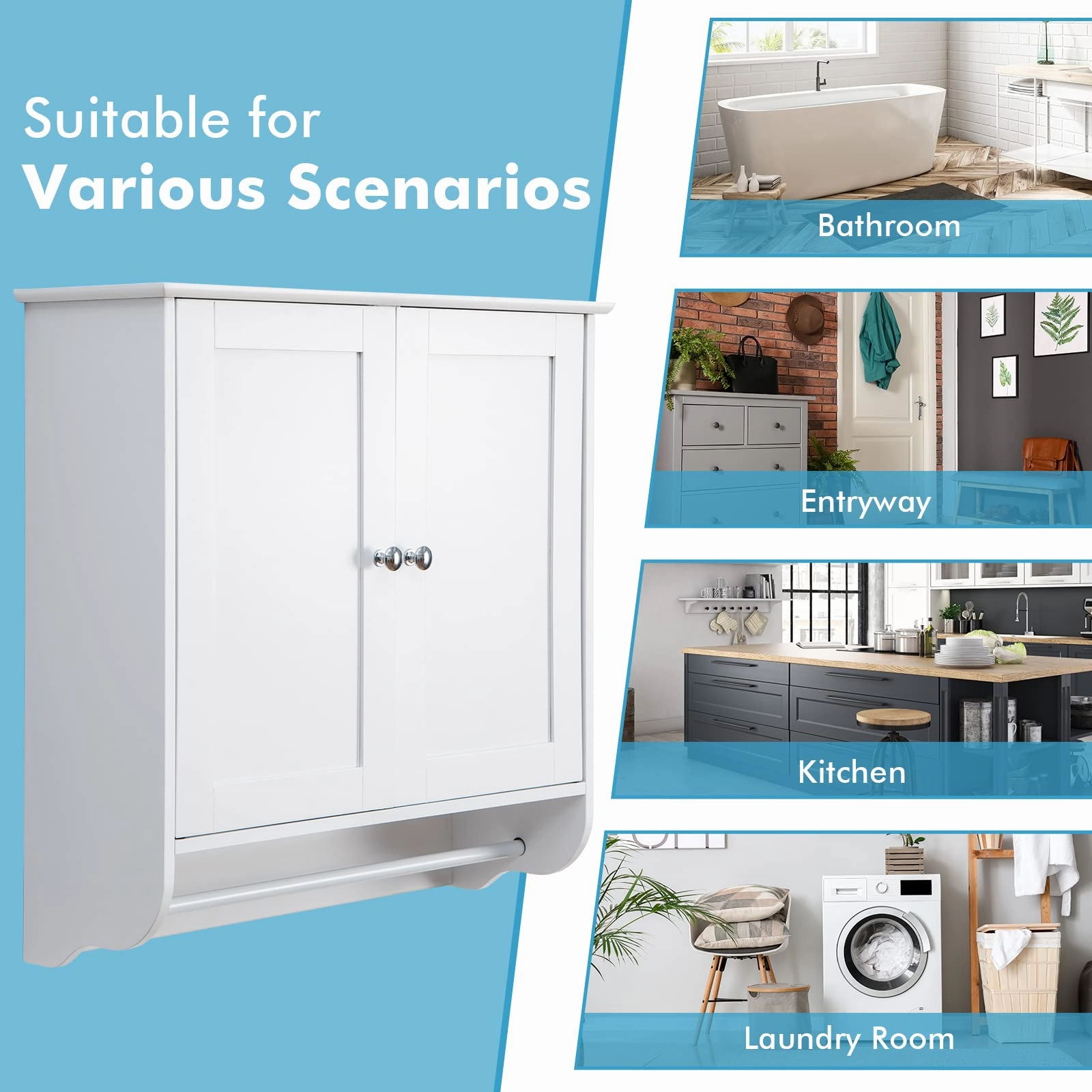Giantex Bathroom Cabinet Wall Mounted - Over The Toilet Medicine Cabinet with Double Doors