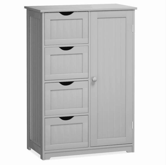 Giantex Bathroom Floor Cabinet Wooden with 1 Door & 4 Drawer