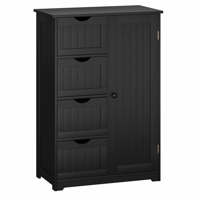 Giantex Bathroom Floor Cabinet Wooden with 1 Door & 4 Drawer