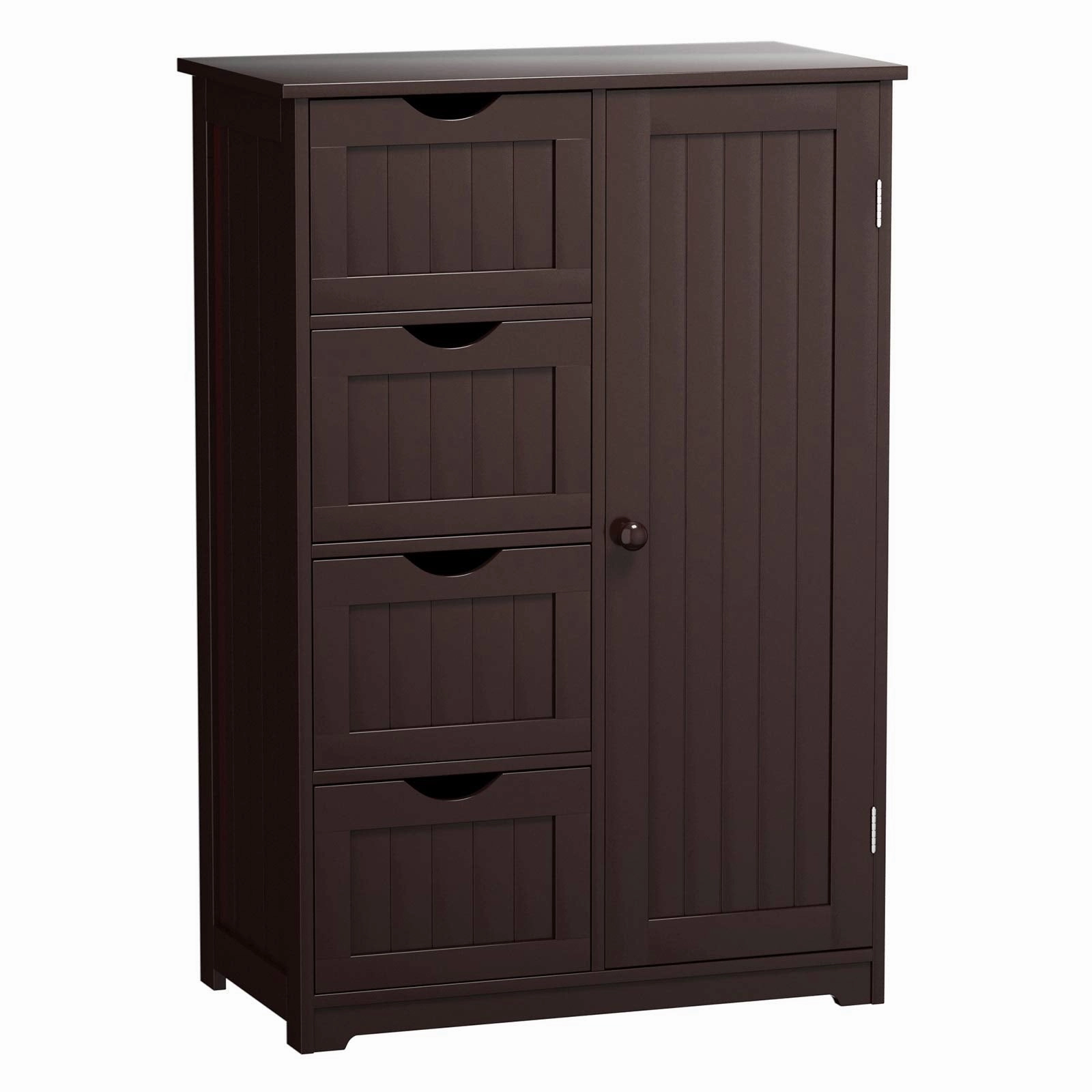 Giantex Bathroom Floor Cabinet Wooden with 1 Door & 4 Drawer bathroom storage cabinet, over toilet storage
