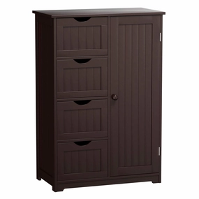 Giantex Bathroom Floor Cabinet Wooden with 1 Door & 4 Drawer bathroom storage cabinet, over toilet storage