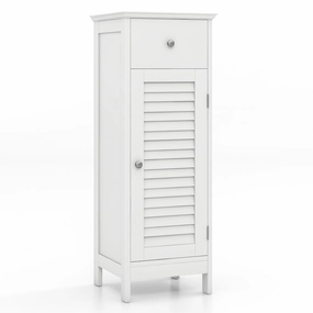 Giantex Bathroom Floor Storage Cabinet - Freestanding Side Cabinet with 1 Door, 1 Drawer & 3-Height Adjustable Shelf bathroom storage cabinet, over toilet storage