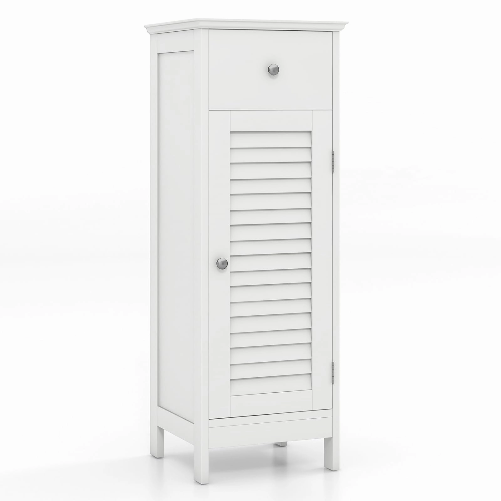 Giantex Bathroom Floor Storage Cabinet - Freestanding Side Cabinet with 1 Door, 1 Drawer & 3-Height Adjustable Shelf bathroom storage cabinet, over toilet storage
