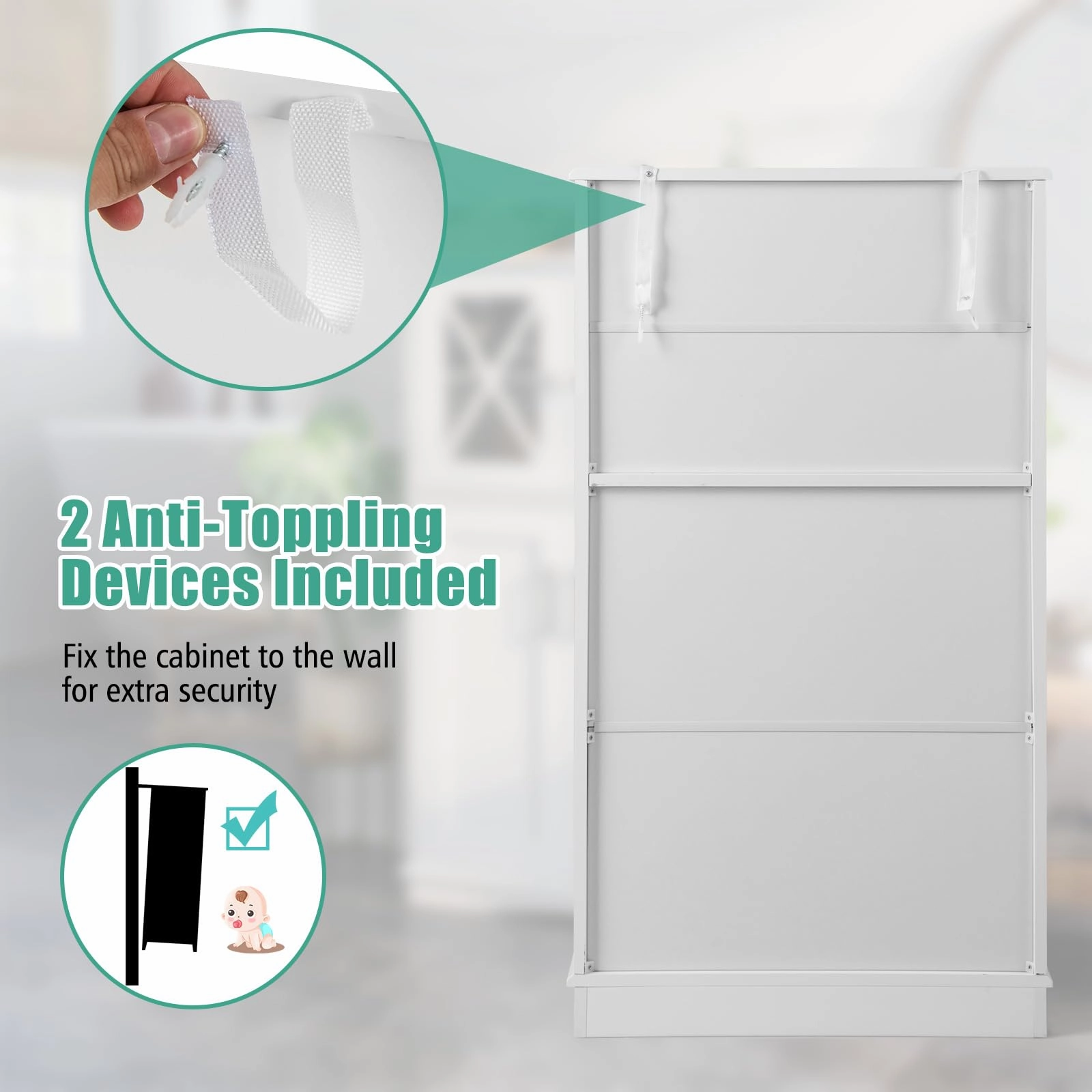 Giantex Bathroom Floor Storage Cabinet - Linen Floor Cabinet with Doors and Adjustable Shelves