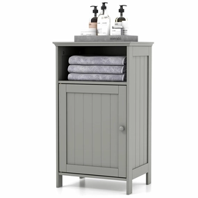 Giantex Bathroom Floor Storage Cabinet - Side Cabinet with Open Compartment, 3-Position Adjustable Shelf bathroom storage cabinet, over toilet storage
