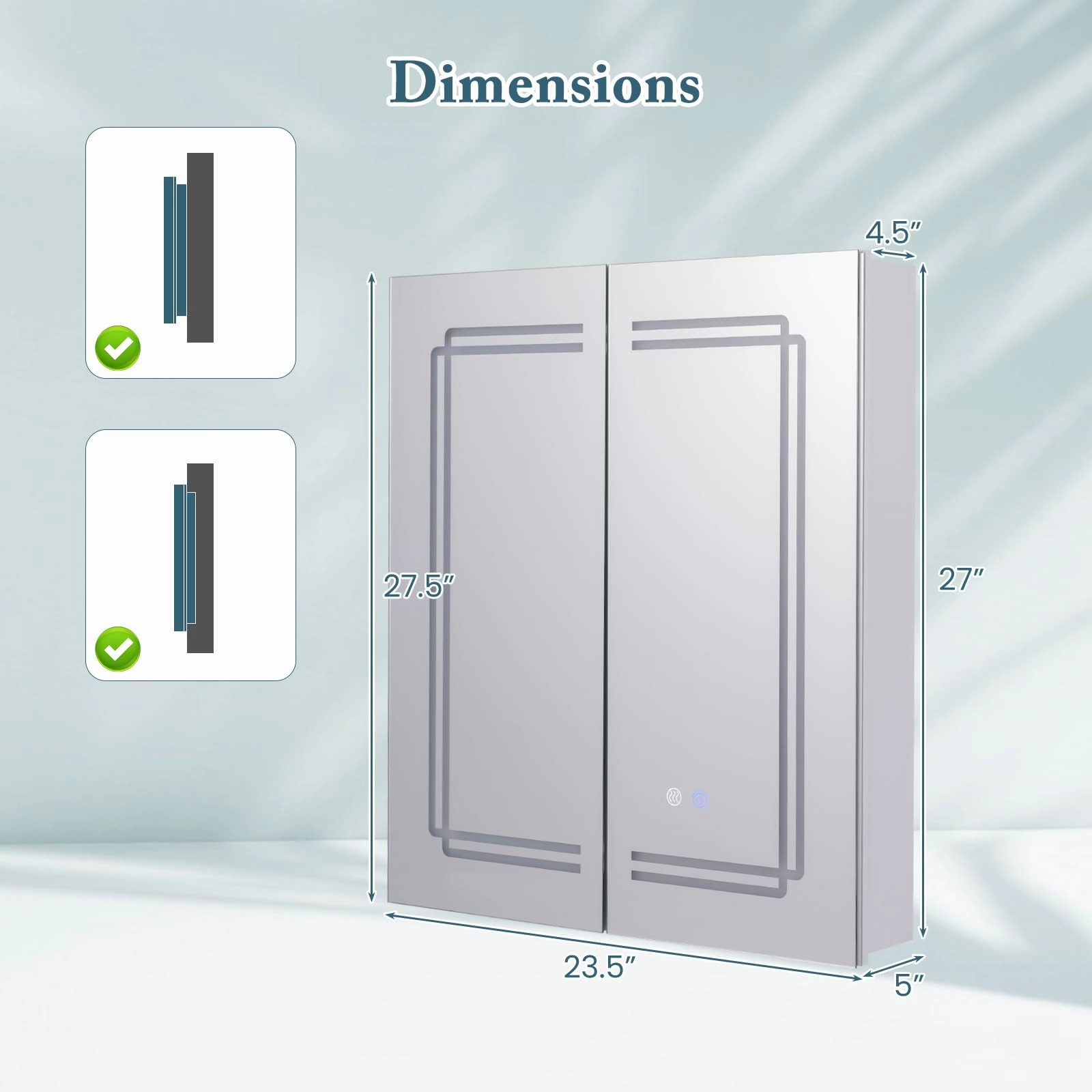 Giantex Bathroom Medicine Cabinet with 3 Light Colors