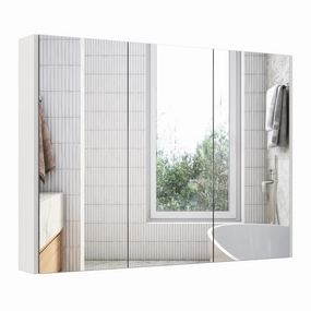 Giantex Bathroom Medicine Cabinet with Mirror - Extra Large Wall Mounted Cabinet with 3 Frameless Mirrored Doors bathroom storage cabinet, over toilet storage