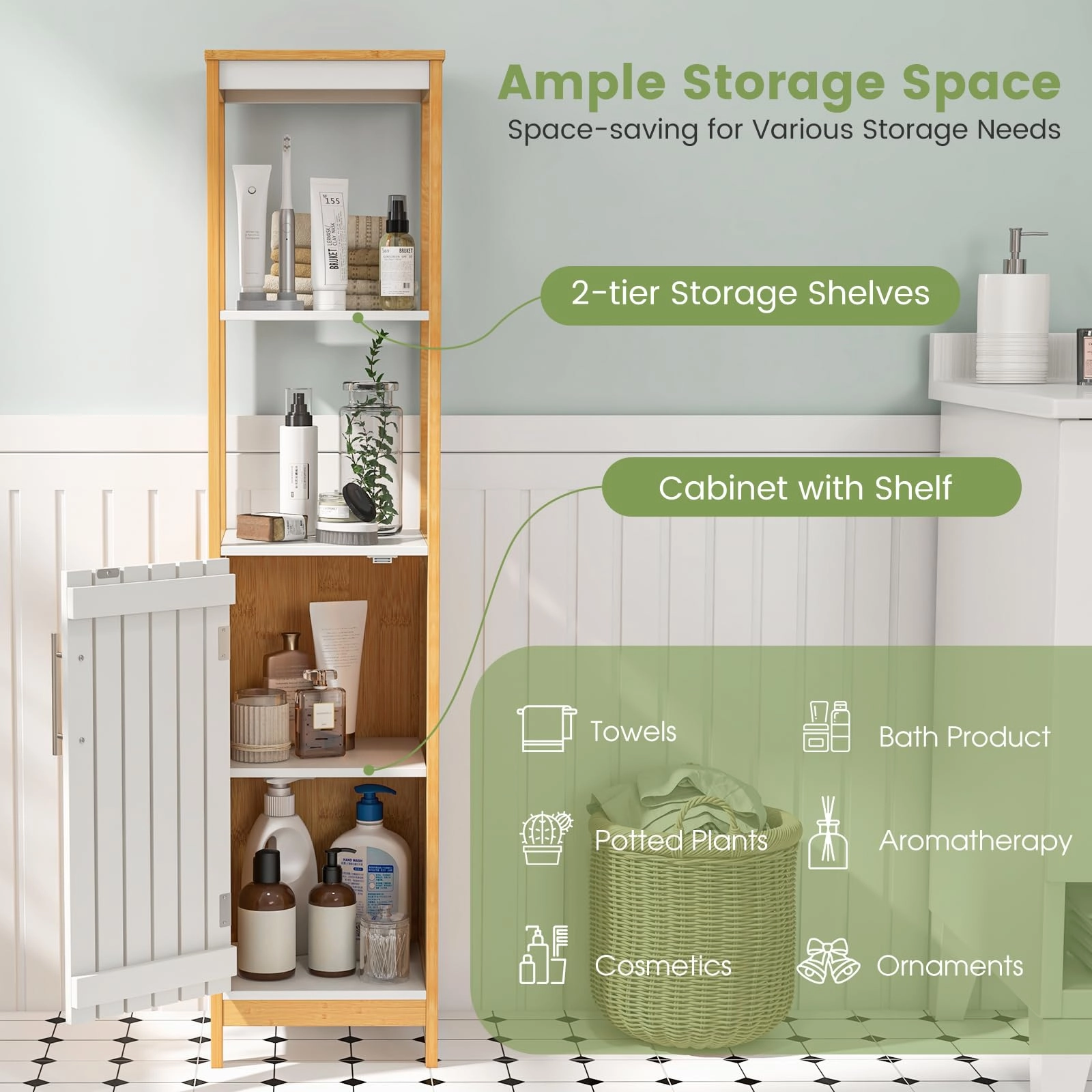 Giantex Bathroom Storage Cabinet Freestanding