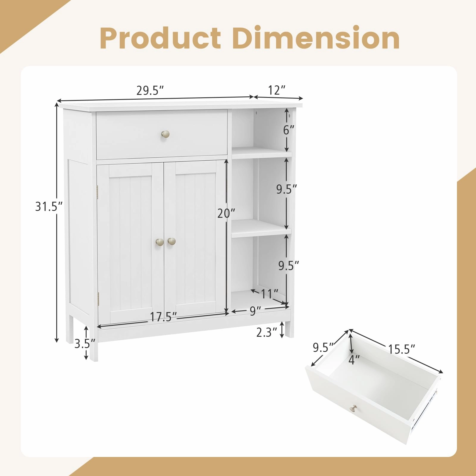 Giantex Bathroom Storage Cabinet with Drawer - Floor Cabinet w/ 3 Open Shelves