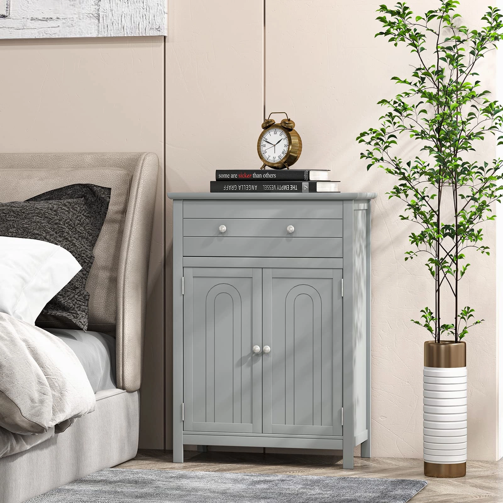 Giantex Bathroom Storage Cabinet with Drawer - Floor Cabinet with Doors, Adjustable Shelf