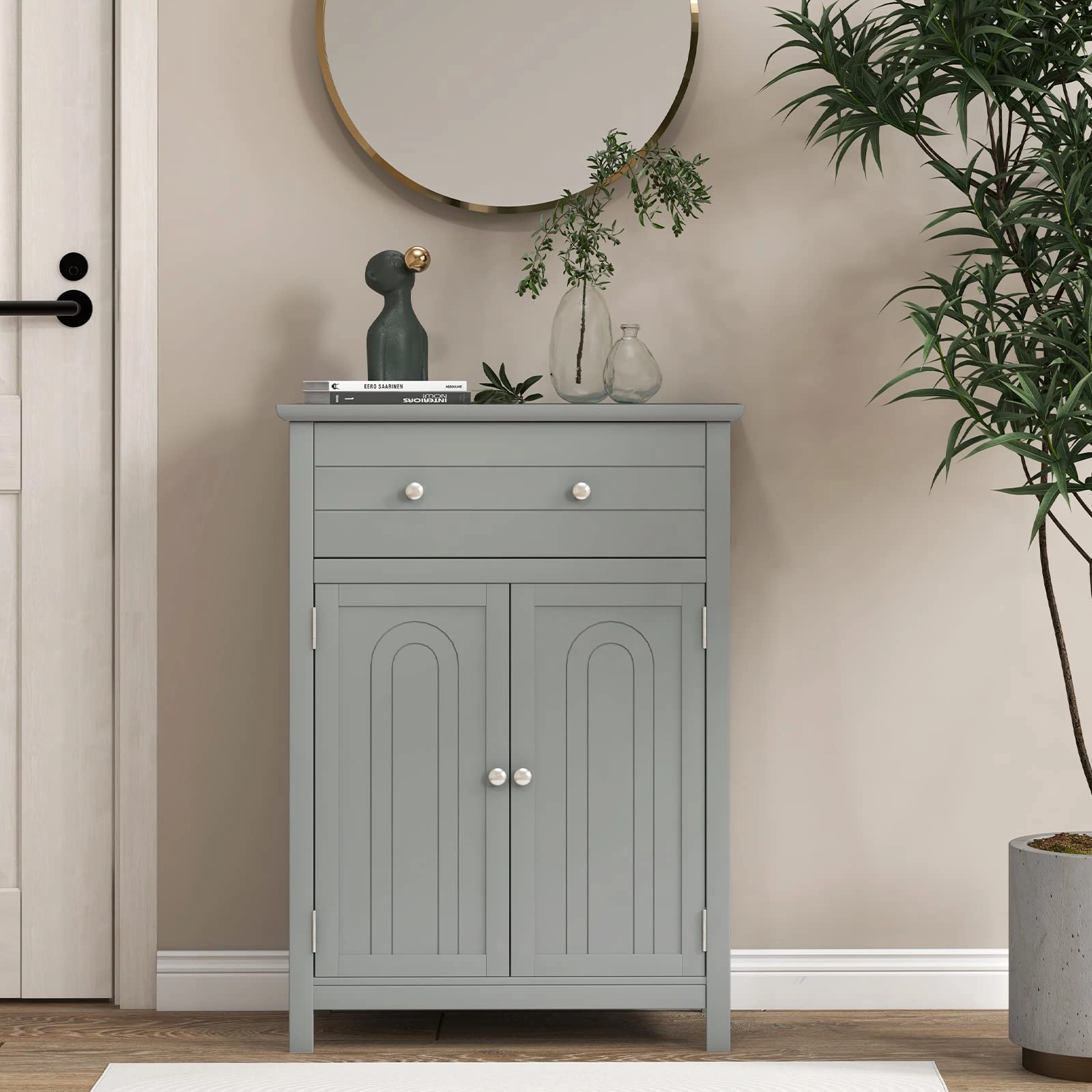 Giantex Bathroom Storage Cabinet with Drawer - Floor Cabinet with Doors, Adjustable Shelf