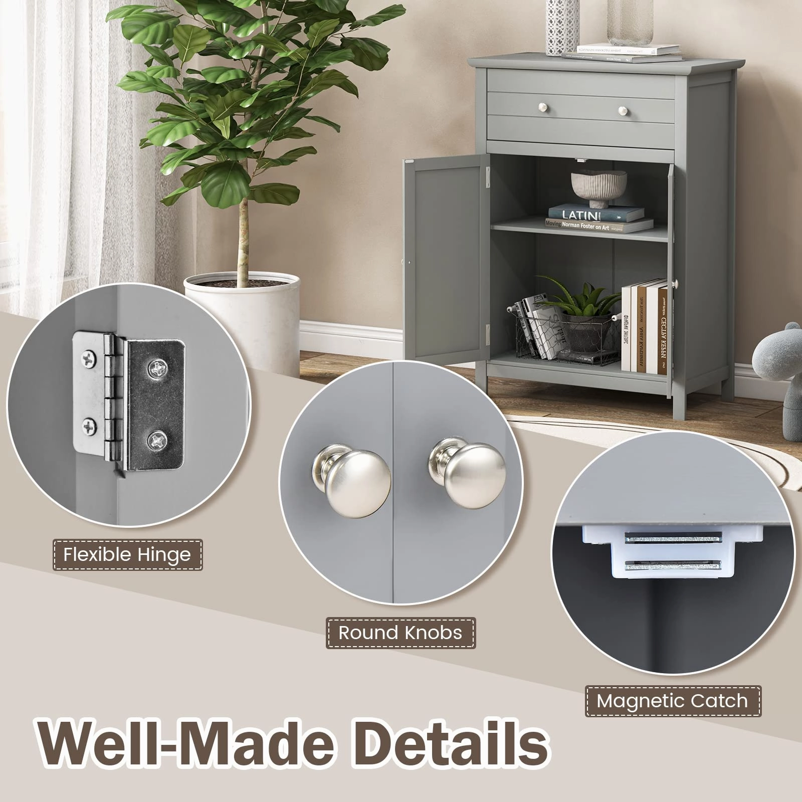 Giantex Bathroom Storage Cabinet with Drawer - Floor Cabinet with Doors, Adjustable Shelf