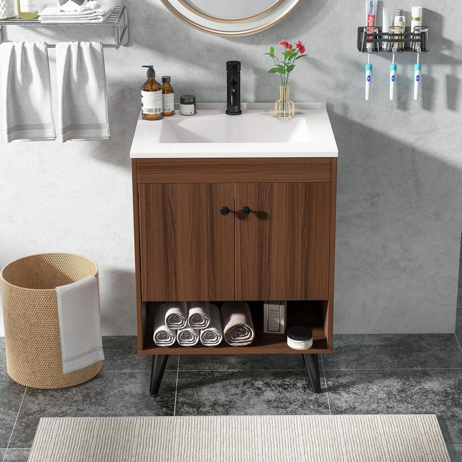 Giantex Bathroom Vanities with Vessel Sink - Bathroom Sink Cabinet with Doors
