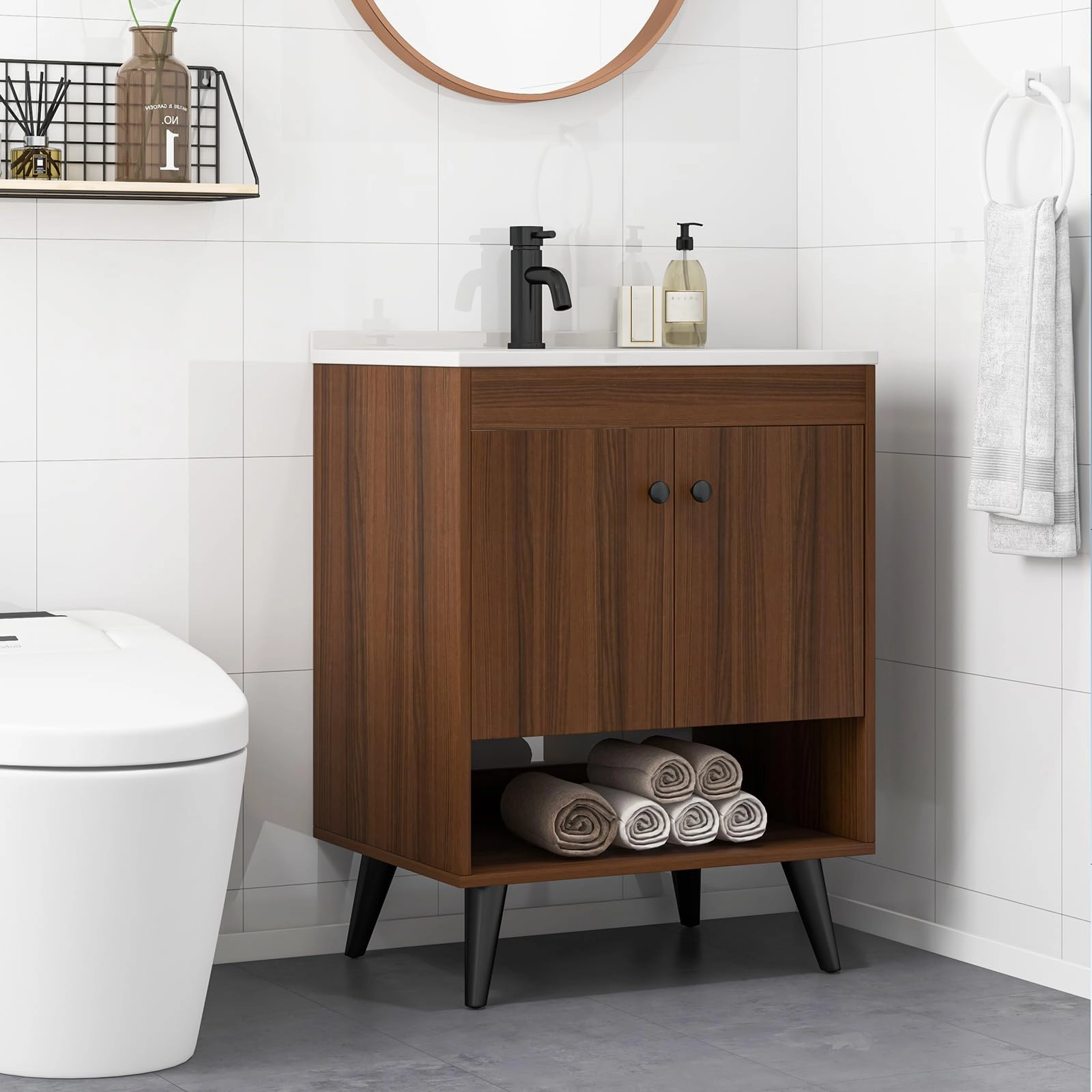 Giantex Bathroom Vanities with Vessel Sink - Bathroom Sink Cabinet with Doors